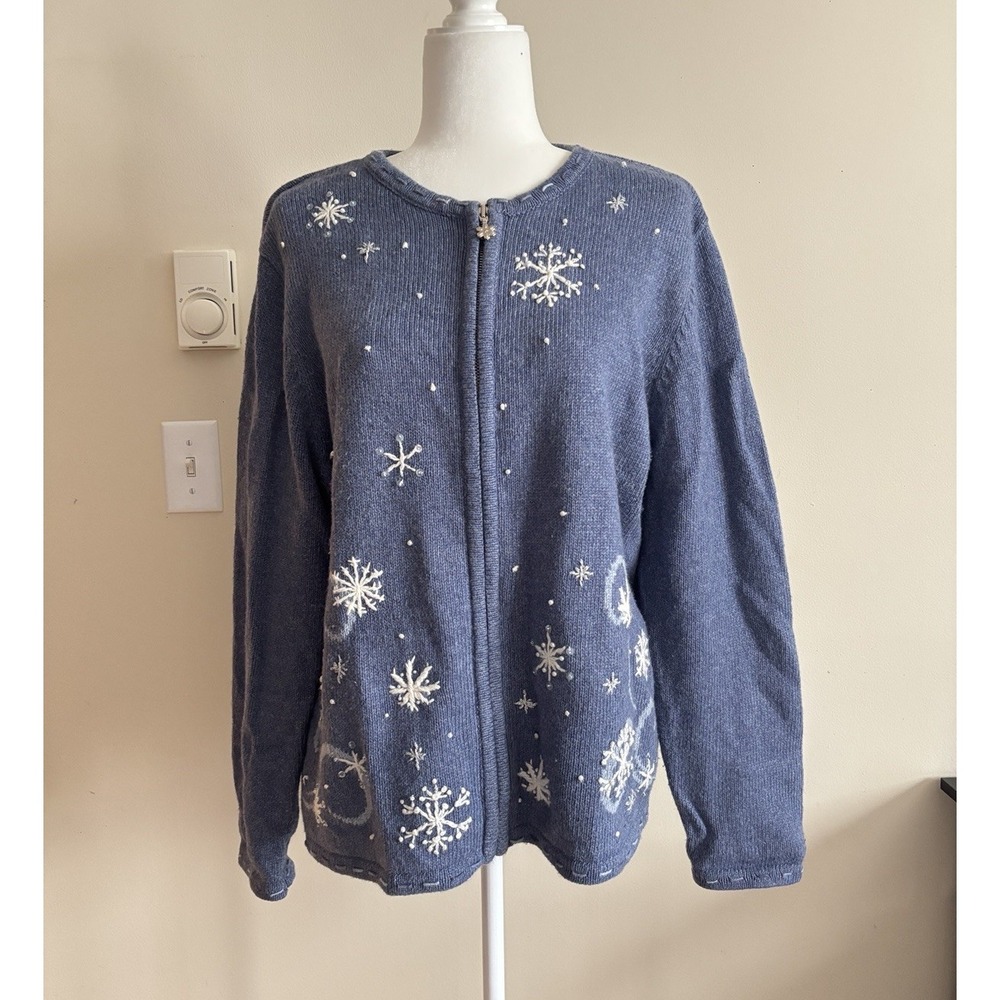 Vintage Y2K Croft and Barrow Womens XL Christmas Winter Holiday Sweater Snow Ski